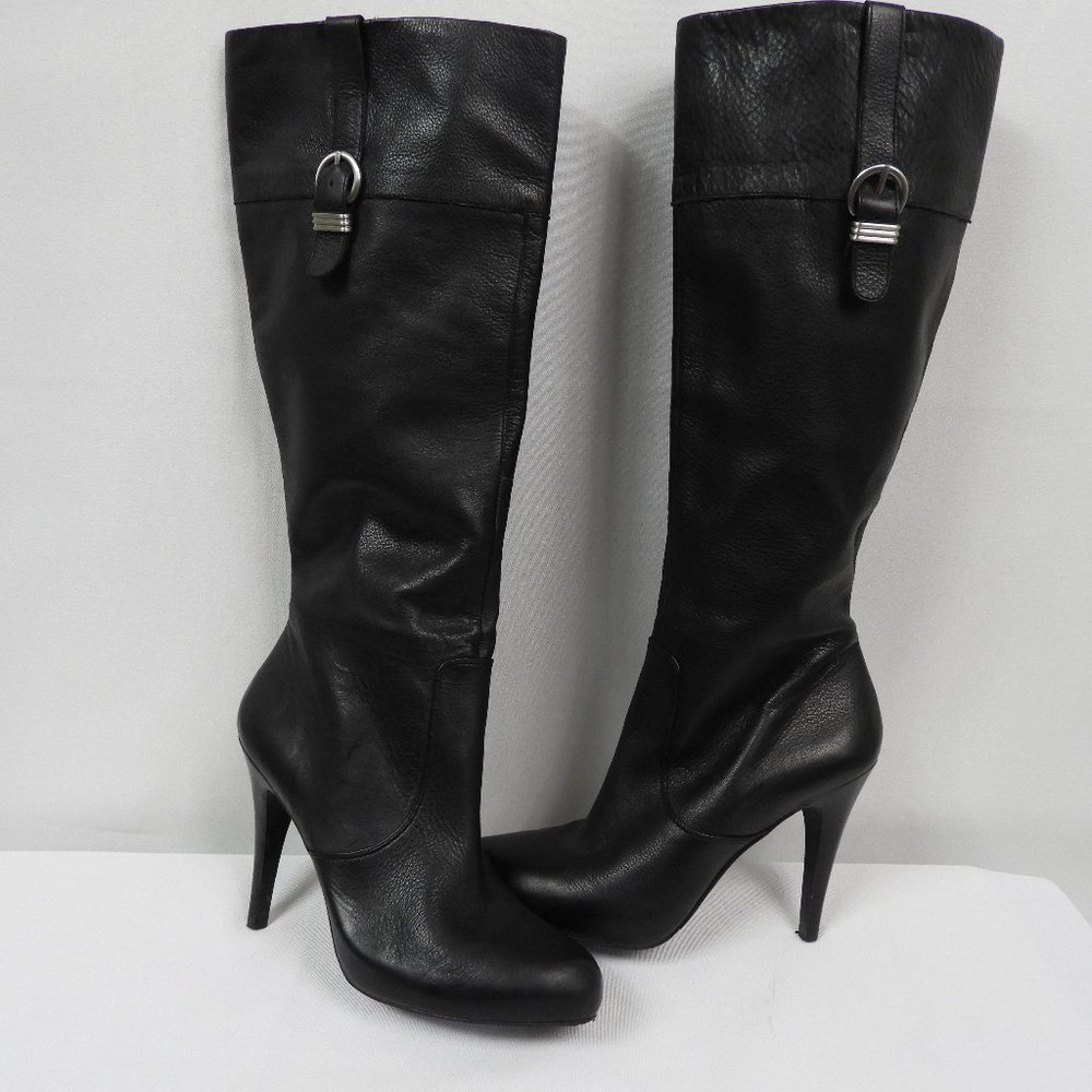 F612 Banana Republic Black Knee High Heel Leather Boots